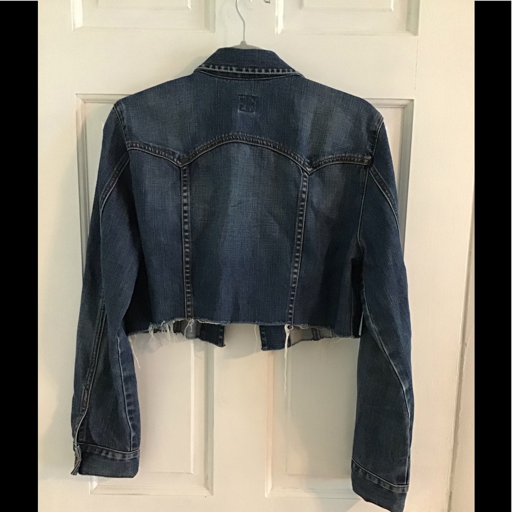 GAP Crop Jean Jacket Distressed 100% Cotton - Picture 3 of 5